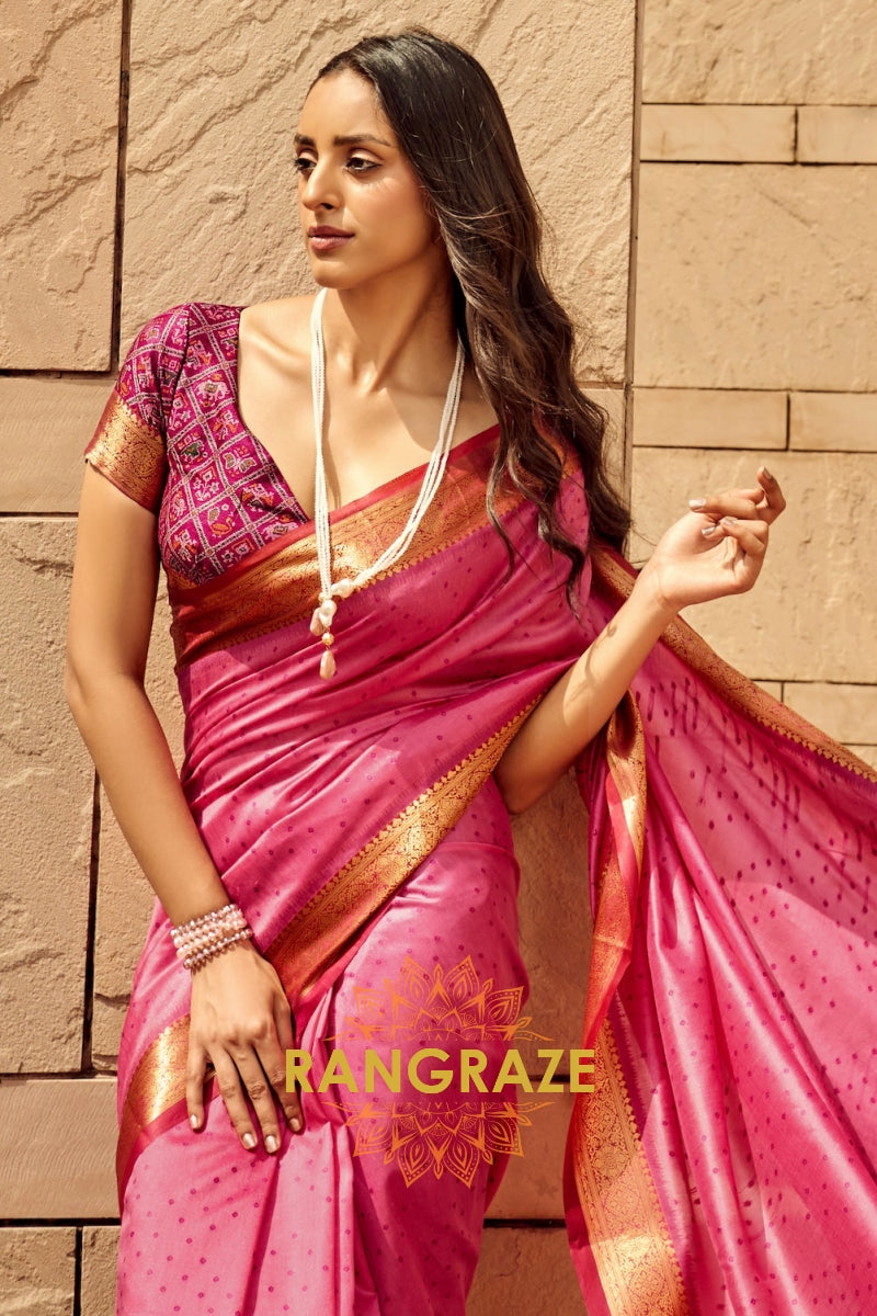 Berry Pink Banarasi Patola Woven Silk Saree