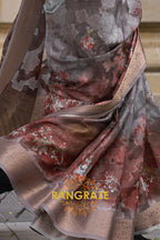 Regal Black Printed Brasso Handloom Weaving Soft Silk Saree