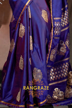 Royal Blue Woven Banarasi Satin Silk Saree