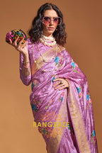 Lavender Bloom Woven Banarasi Satin Silk Saree