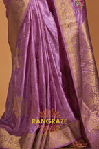 Lavender Bloom Woven Banarasi Satin Silk Saree