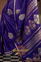 Beautiful Purple Woven Banarasi Satin Silk Saree