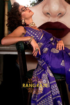 Beautiful Purple Woven Banarasi Satin Silk Saree
