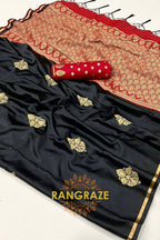 Elegance Banarasi Satin Silk Saree with Contrast Blouse