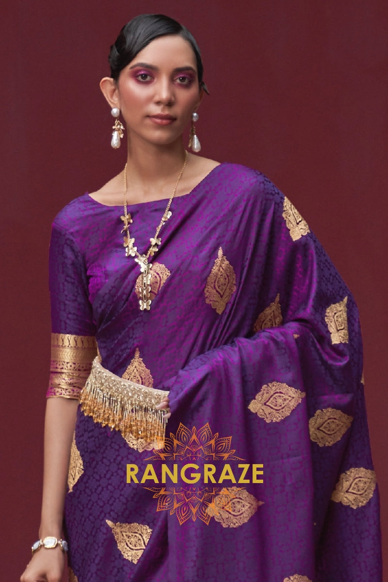 Purple Dior Banarasi Woven Satin Silk Saree