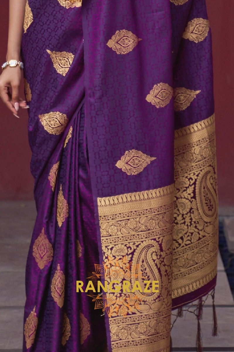 Purple Dior Banarasi Woven Satin Silk Saree