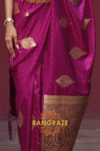 Salmon Pink Banarasi Woven Satin Silk Saree