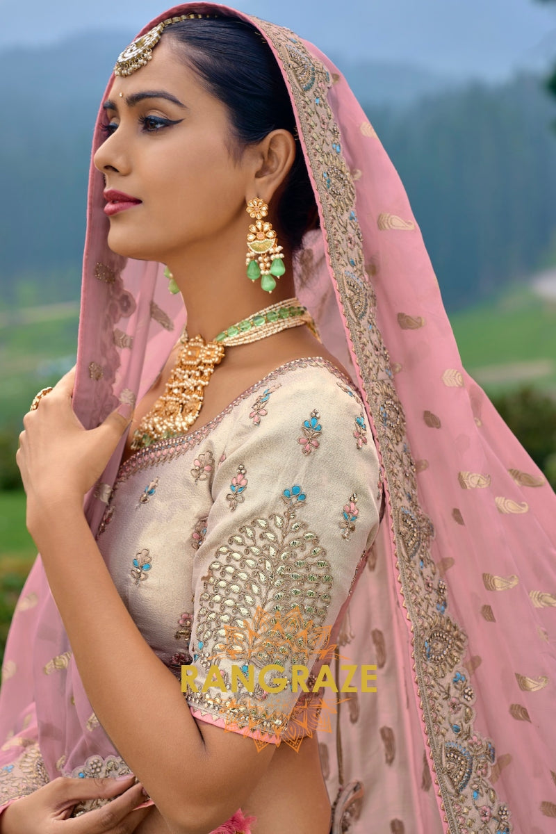 Pastel Elegance Multicolor Organza Designer Lehenga – An Ethereal Dream