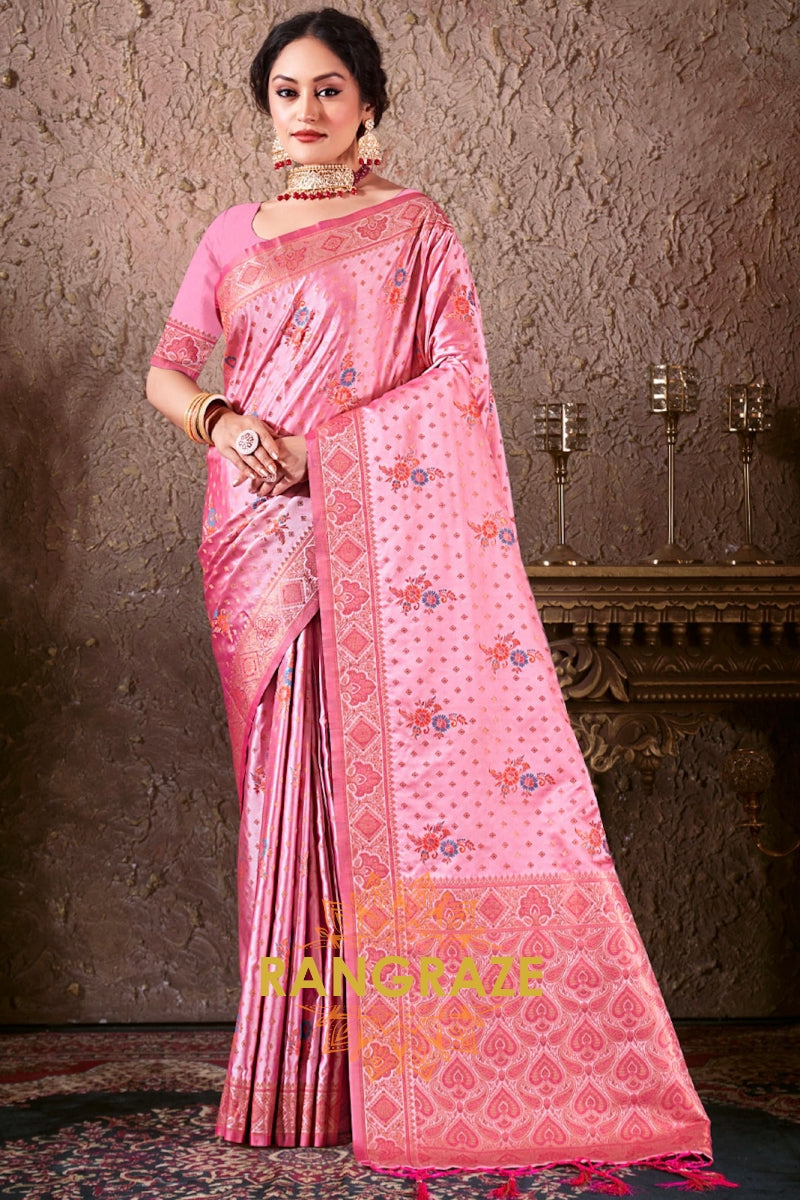 Purple Classic Fine Silk Banarasi Woven Zari Saree