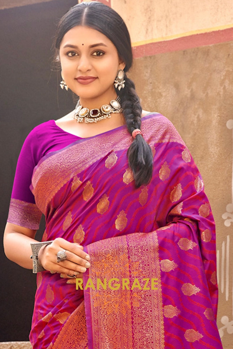 Purple Fine Silk Banarasi Woven Zari Saree