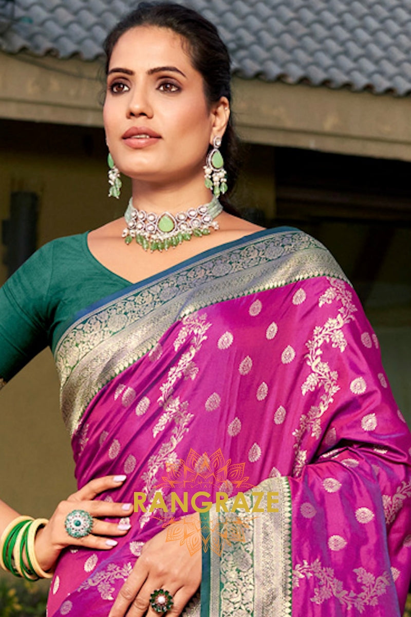 Serene Purple Rich Zari Work Woven Banarasi Silk Saree