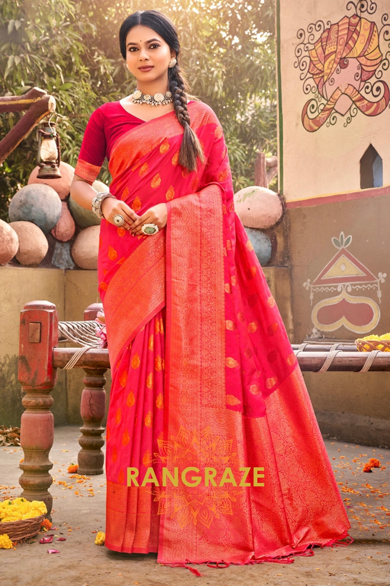 Red Fine Silk Banarasi Woven Zari Saree