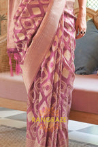 Antique Maroon Pink Woven Banarasi Tissue Silk Saree