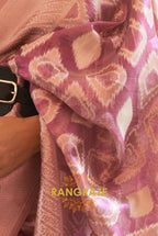 Antique Maroon Pink Woven Banarasi Tissue Silk Saree