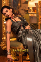 Brownish Green Dual Tone Banarasi Organza Silk Saree