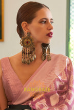Antique Maroon Pink Woven Banarasi Tissue Silk Saree