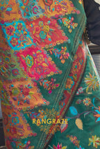 Classic Teal Green Woven Kashmiri Jamewar Cotton Silk Saree