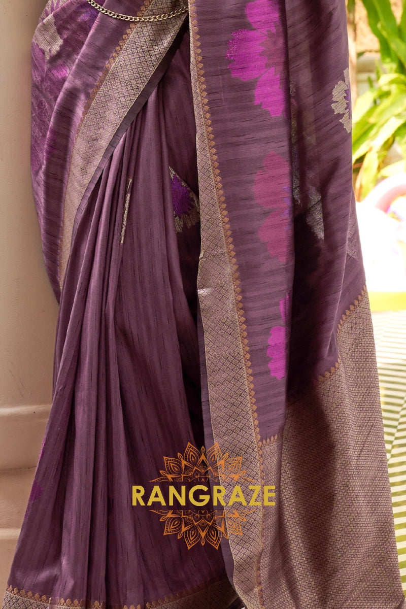 Orchid Purple Woven Banarasi Silk Saree