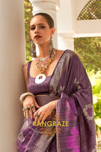 Orchid Purple Woven Banarasi Silk Saree