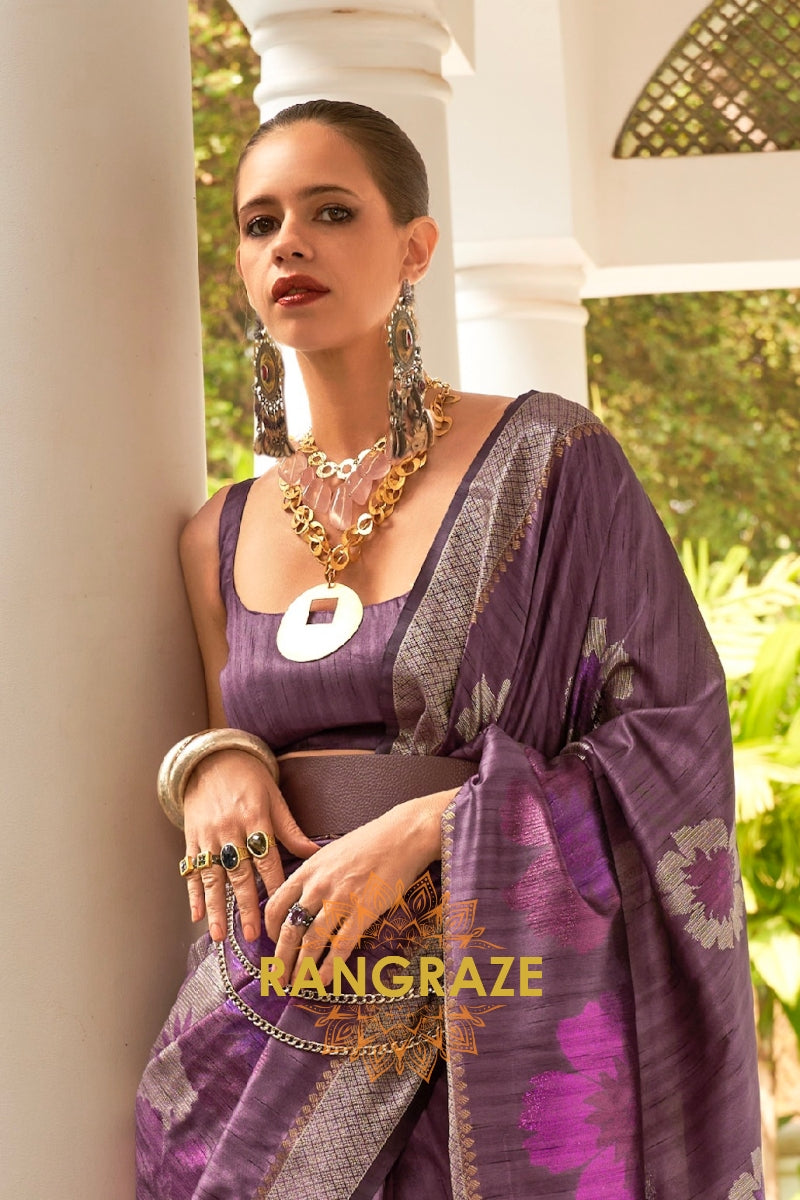 Orchid Purple Woven Banarasi Silk Saree