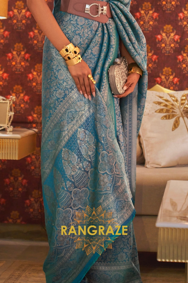 Orchid Blue Dual Tone Woven Kanjivaram Silk Saree