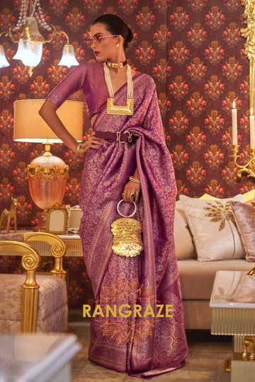 Orchid Purple Dual Tone Woven Kanjivaram Silk Saree