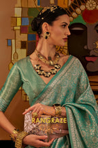 Rich Sea Green Dual Tone Woven Kanjivaram Silk Saree