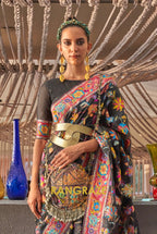 Classic Black Woven Kashmiri Jamewar Cotton Silk Saree