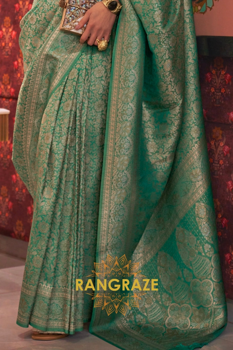 Rich Sea Green Dual Tone Woven Kanjivaram Silk Saree