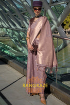Mauve Elegance Handloom Banarasi Silk Sare
