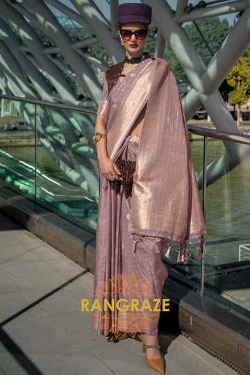 Mauve Elegance Handloom Banarasi Silk Sare