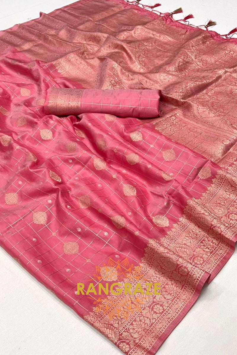 Rose Blush Handloom Banarasi Silk Saree