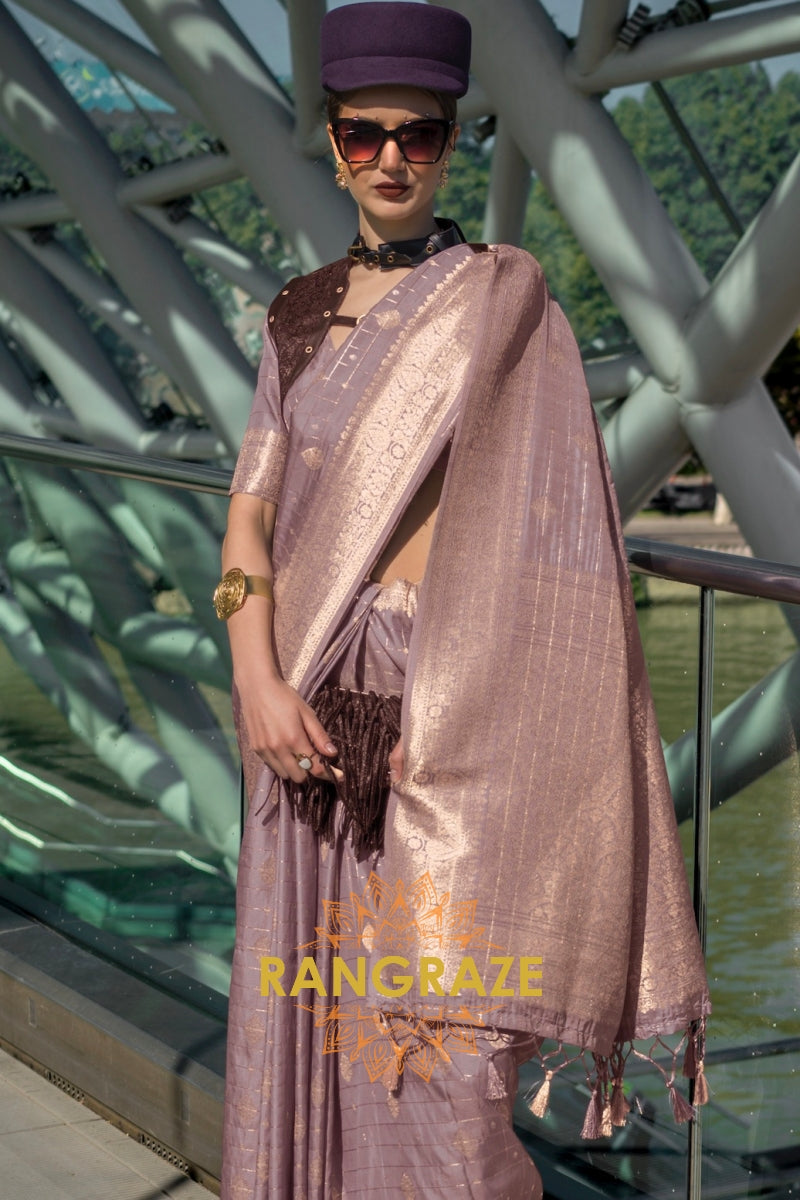 Mauve Elegance Handloom Banarasi Silk Sare