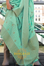 Mint Whisper Handloom Banarasi Silk Saree