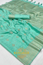 Mint Whisper Handloom Banarasi Silk Saree