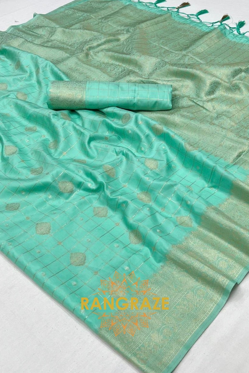 Mint Whisper Handloom Banarasi Silk Saree