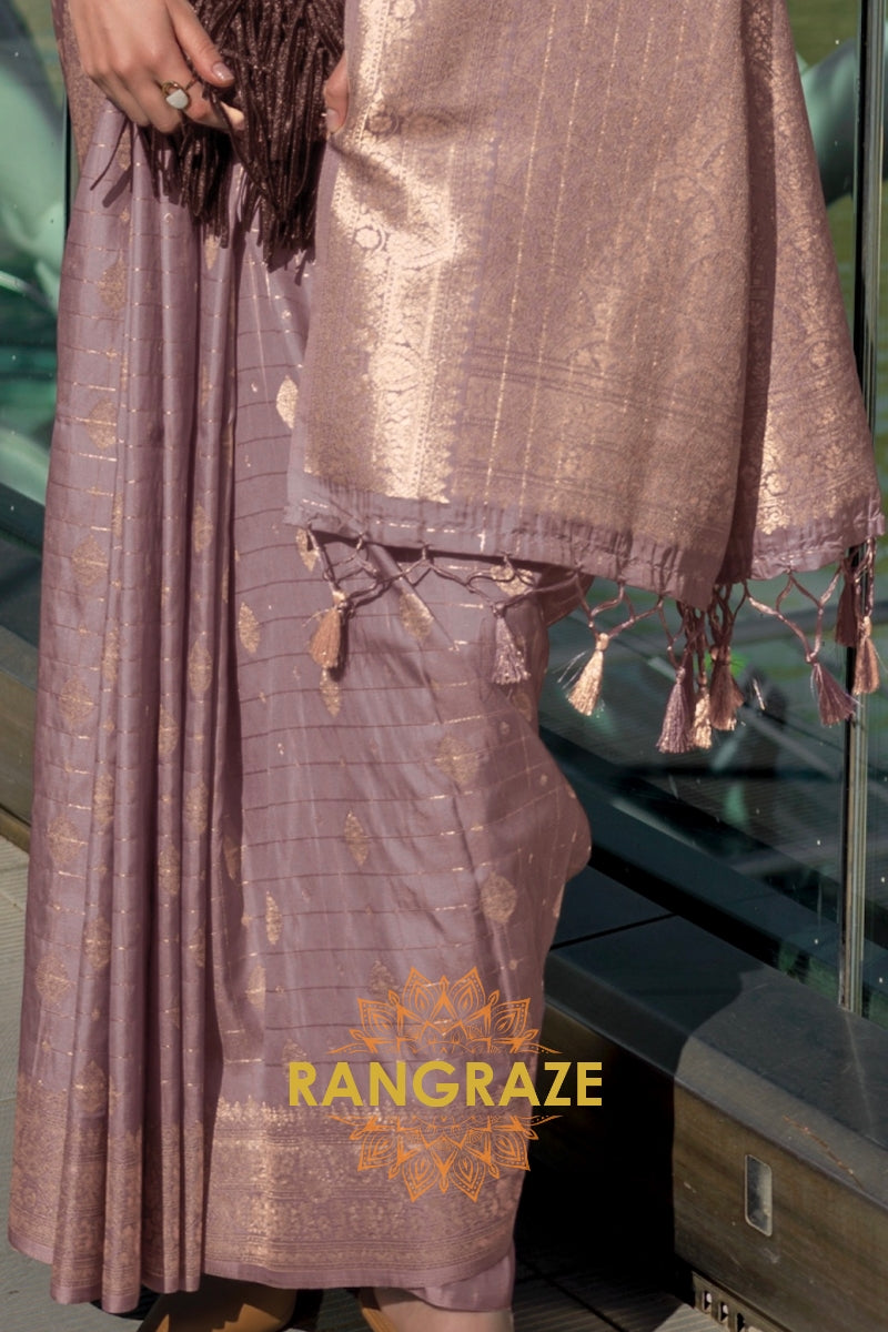 Mauve Elegance Handloom Banarasi Silk Sare