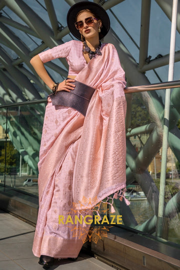 Blush Rose Handloom Banarasi Silk Saree