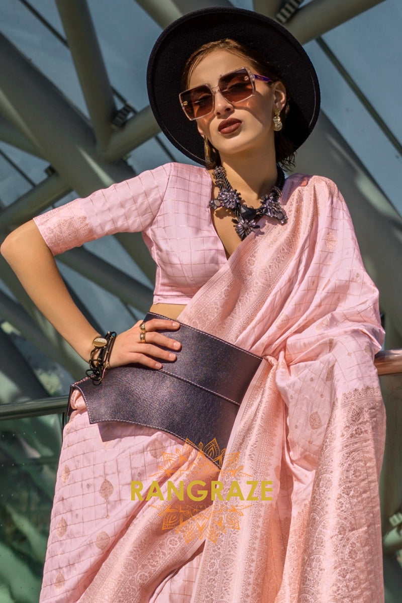 Blush Rose Handloom Banarasi Silk Saree