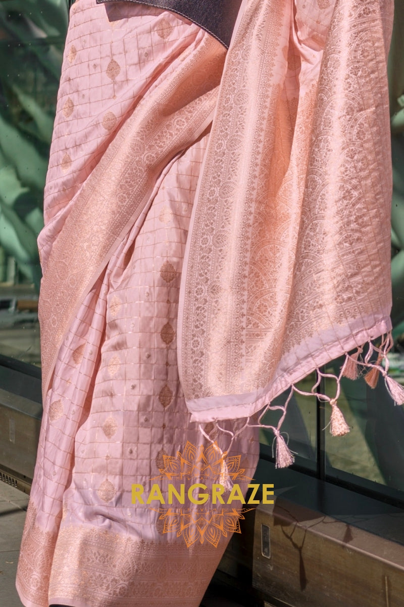 Blush Rose Handloom Banarasi Silk Saree