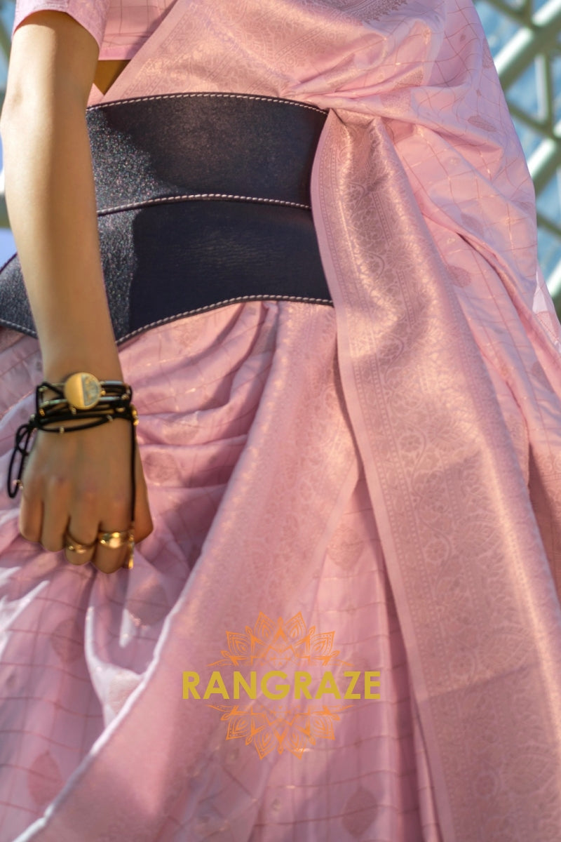 Blush Rose Handloom Banarasi Silk Saree