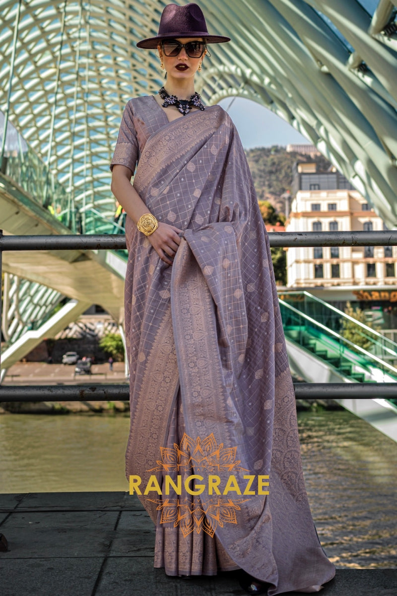 Blue Mist Handloom Banarasi Silk Saree