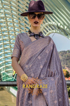 Blue Mist Handloom Banarasi Silk Saree