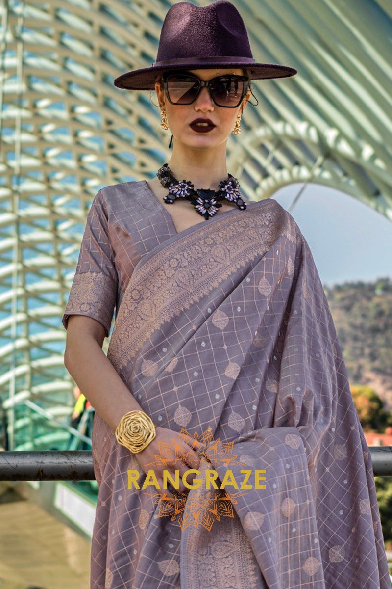 Blue Mist Handloom Banarasi Silk Saree
