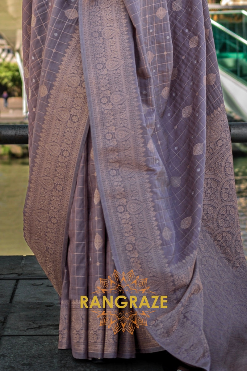 Blue Mist Handloom Banarasi Silk Saree