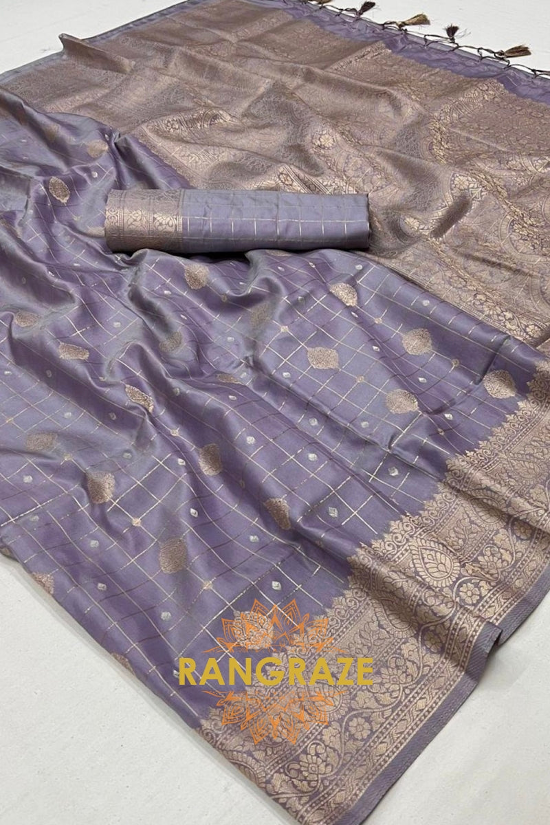 Blue Mist Handloom Banarasi Silk Saree