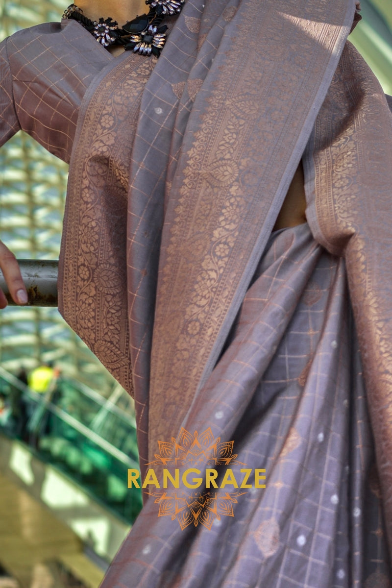 Blue Mist Handloom Banarasi Silk Saree
