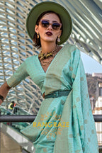 Sky Serenity Handloom Banarasi Silk Saree