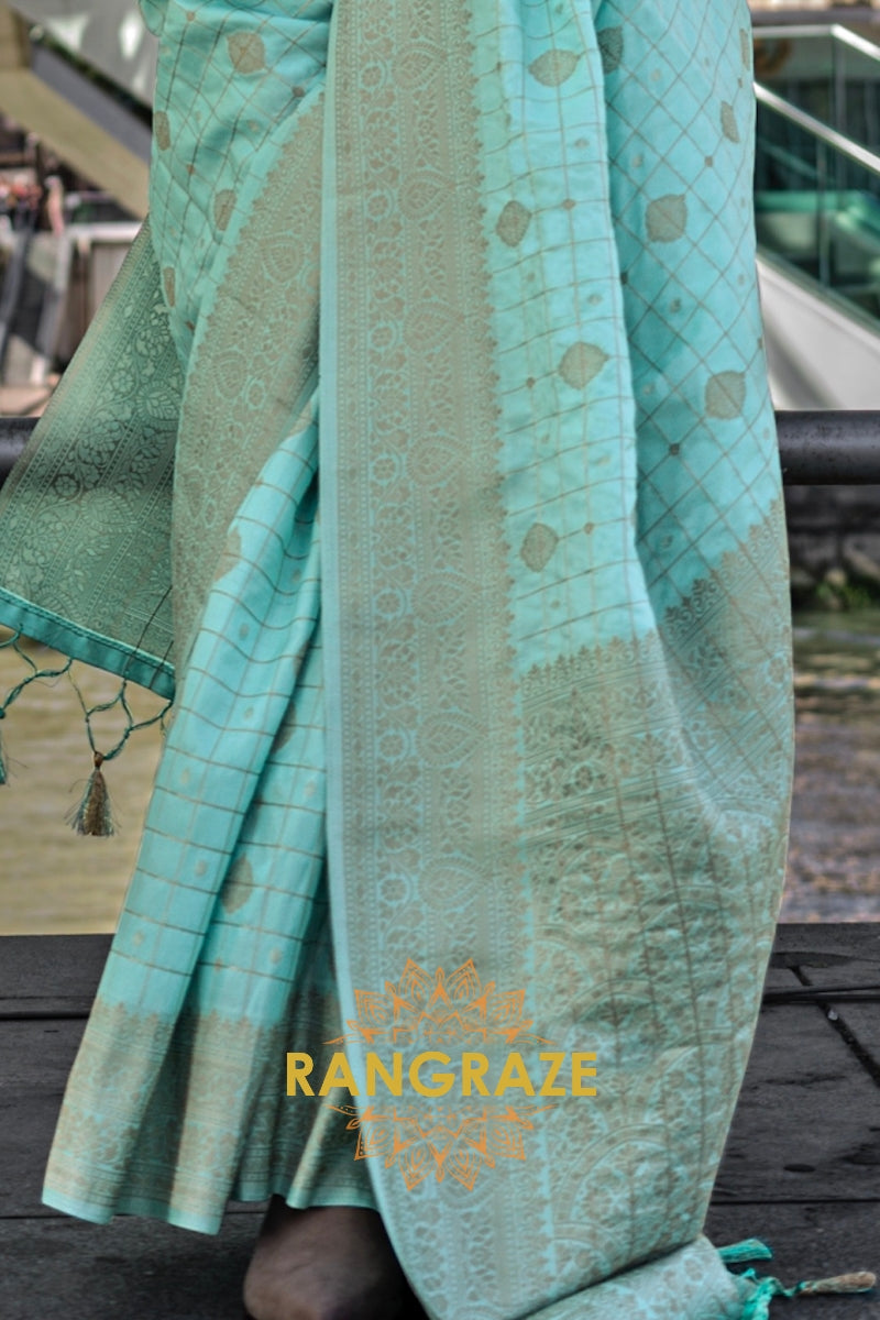 Sky Serenity Handloom Banarasi Silk Saree