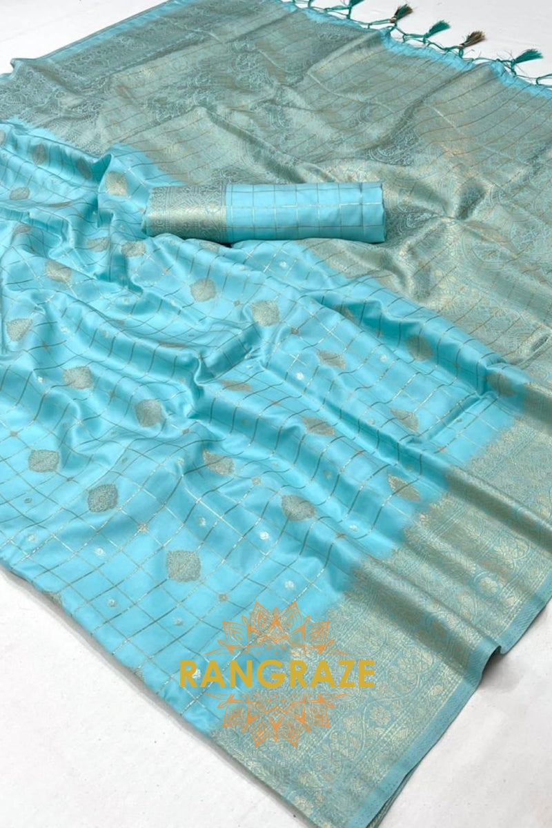 Sky Serenity Handloom Banarasi Silk Saree